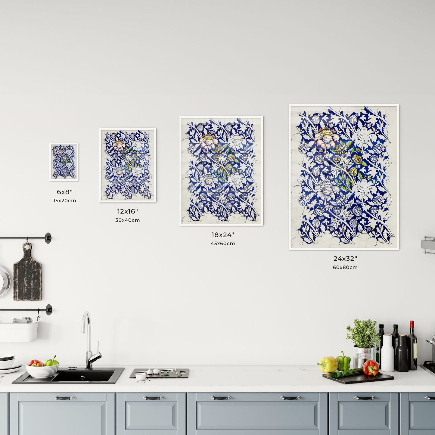 William Morris – Watercolour for Printed Fabric Design: Wey Size Chart