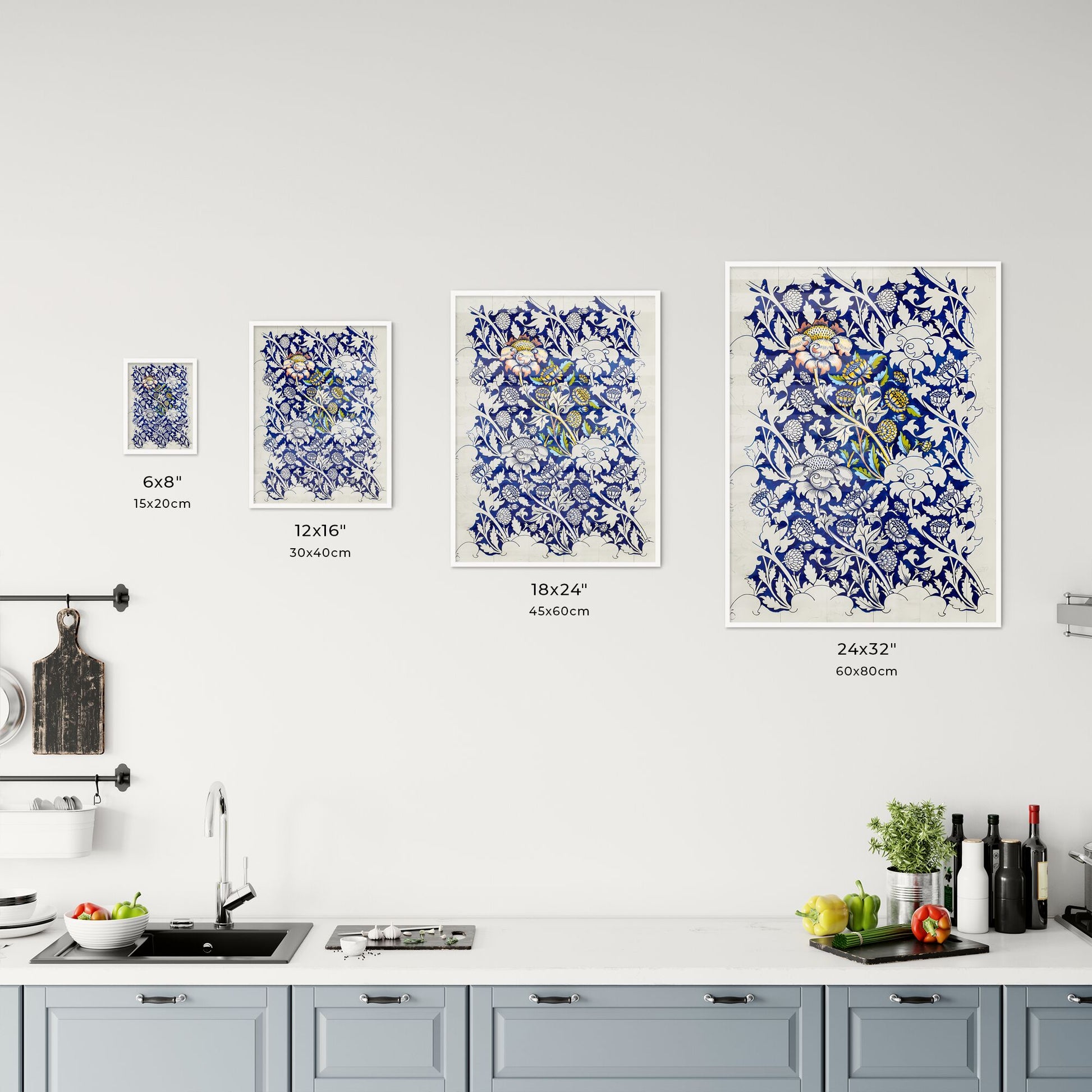 William Morris – Watercolour for Printed Fabric Design: Wey Size Chart