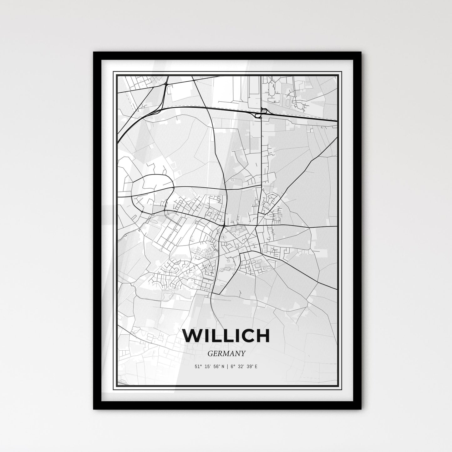 Willich Germany - Scandinavian Style City Map for Modern Home Decor