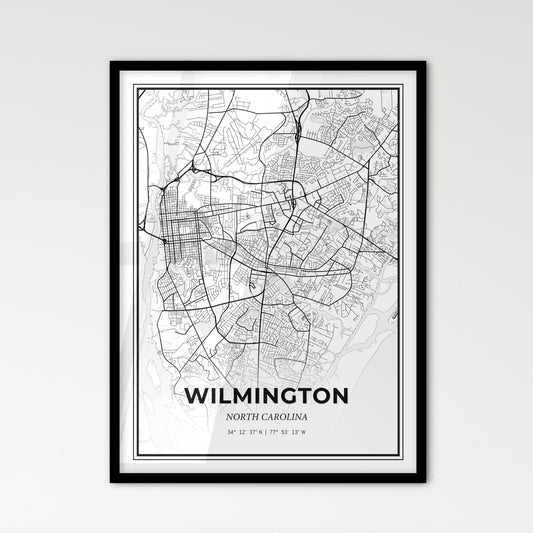 Wilmington North Carolina - Scandinavian Style City Map for Modern Home Decor