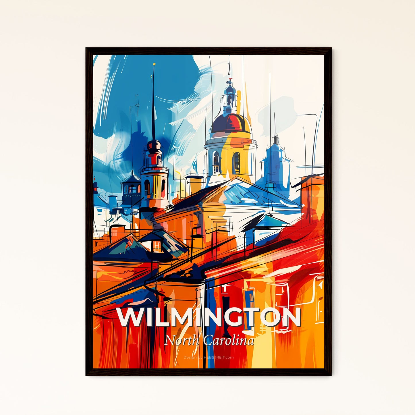 Vibrant Wilmington, North Carolina - A Painting Of A Building With A Dome On Top