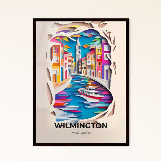 Vivid Wilmington, North Carolina - a paper cut of a boat in a canal