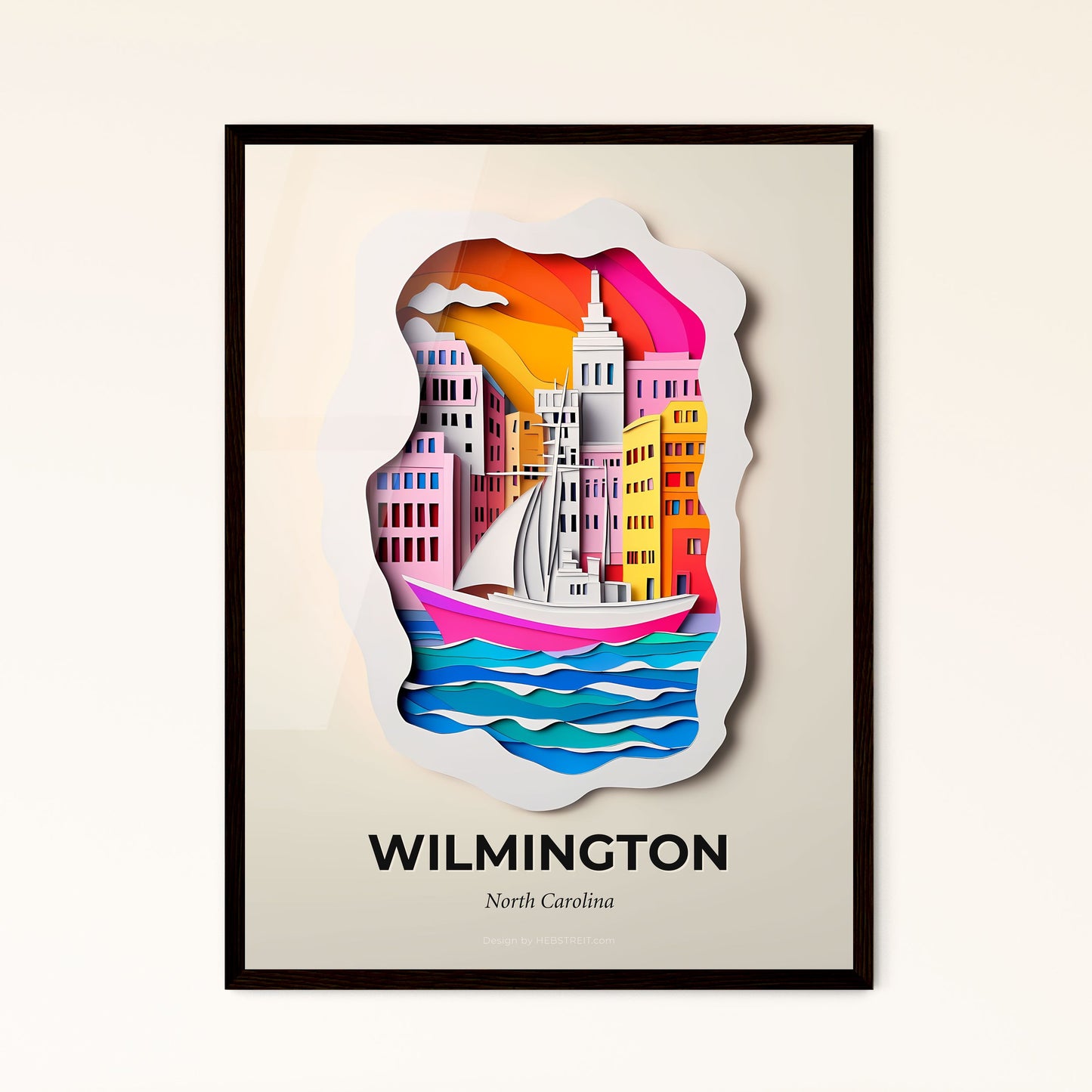 Vivid Wilmington, North Carolina - a paper cut of a boat in the water