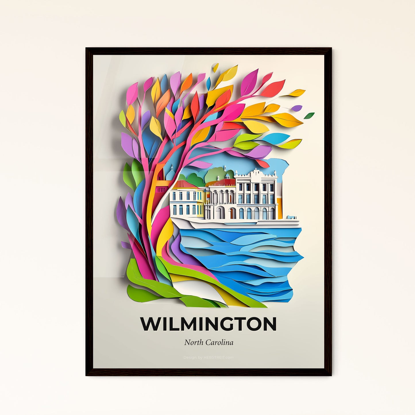 Vivid Wilmington, North Carolina - a paper cut of a building with a tree