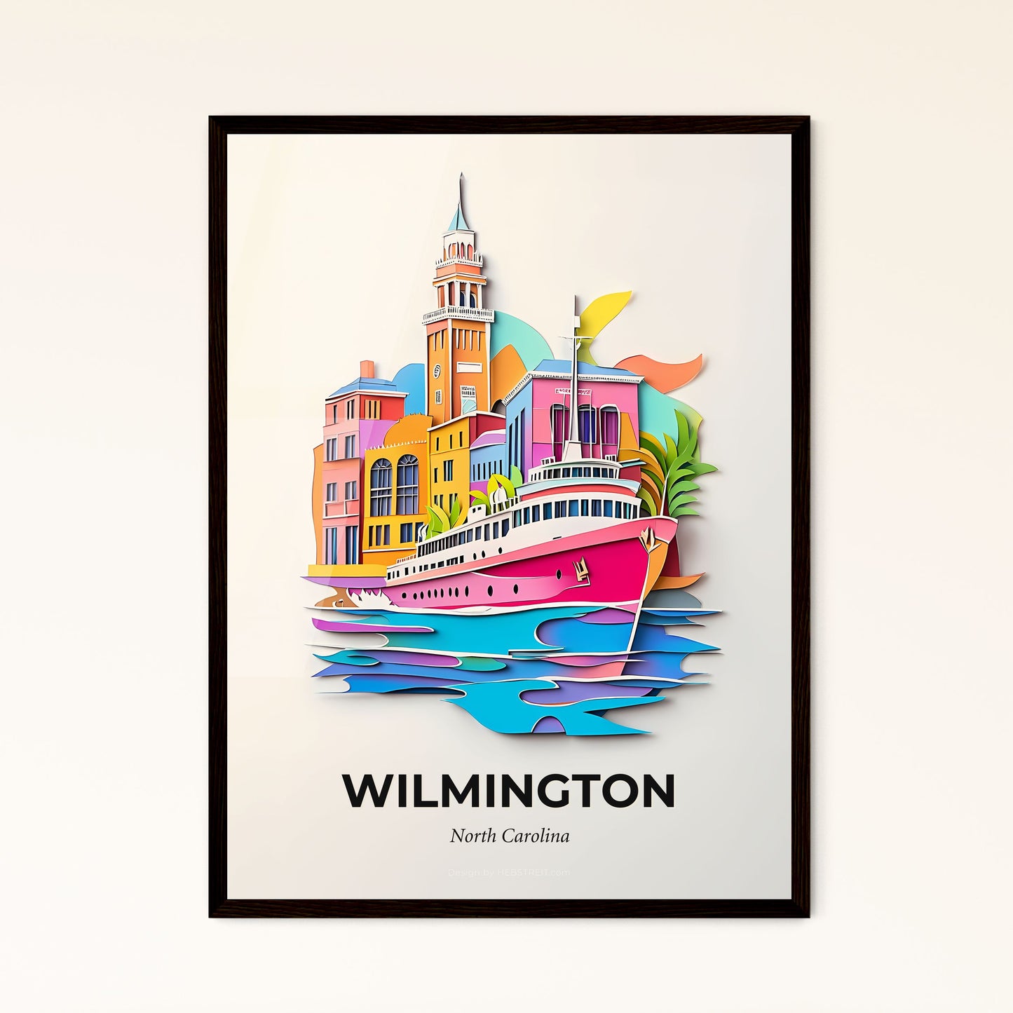 Vivid Wilmington, North Carolina - a paper cut of a boat in the water