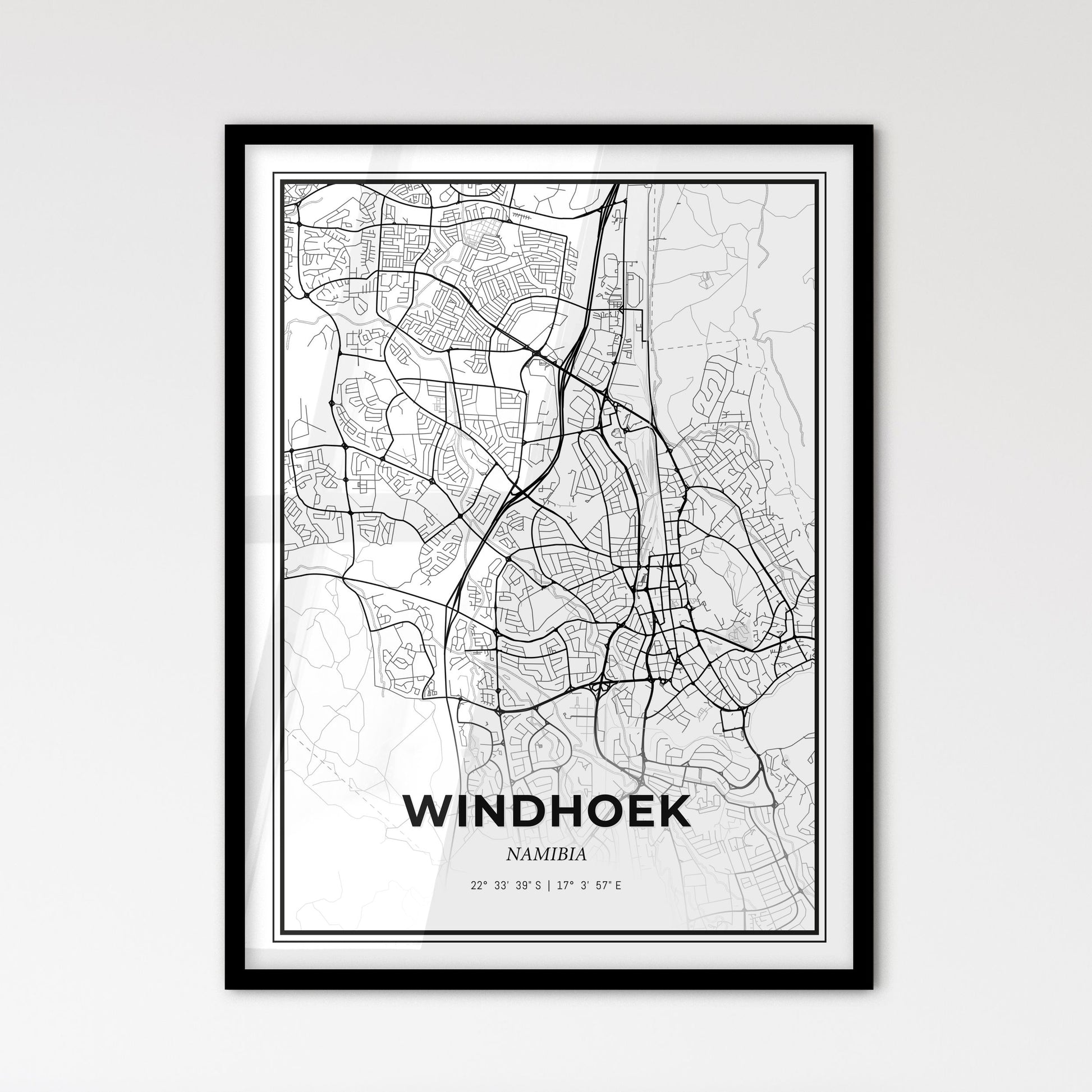 Windhoek Namibia - Scandinavian Style City Map for Modern Home Decor