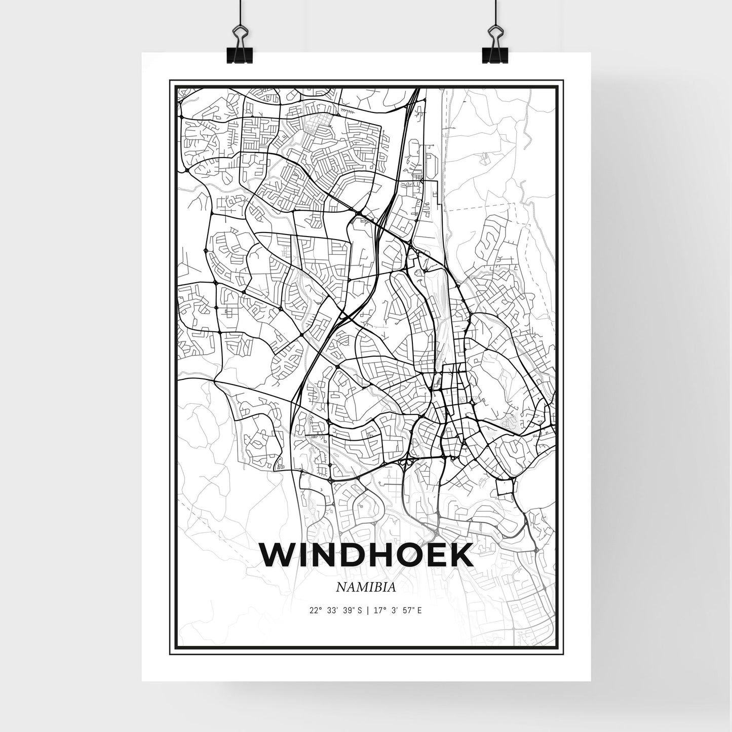 Windhoek Namibia - Premium City Map Poster