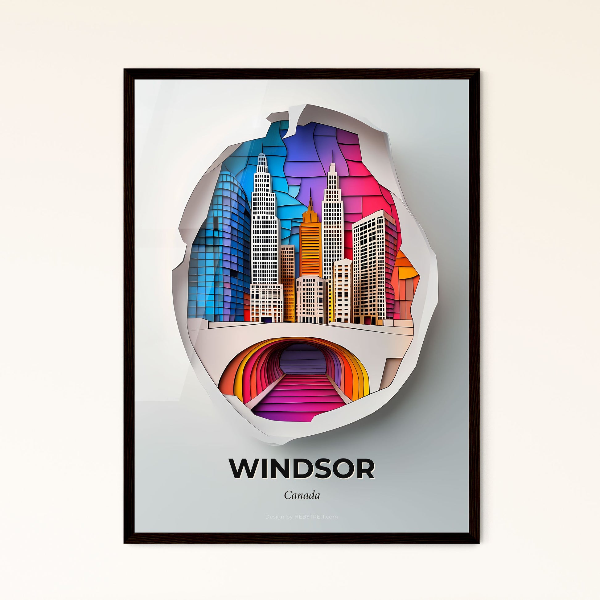 Vivid Windsor, Canada - a paper cut of a city with a rainbow tunnel