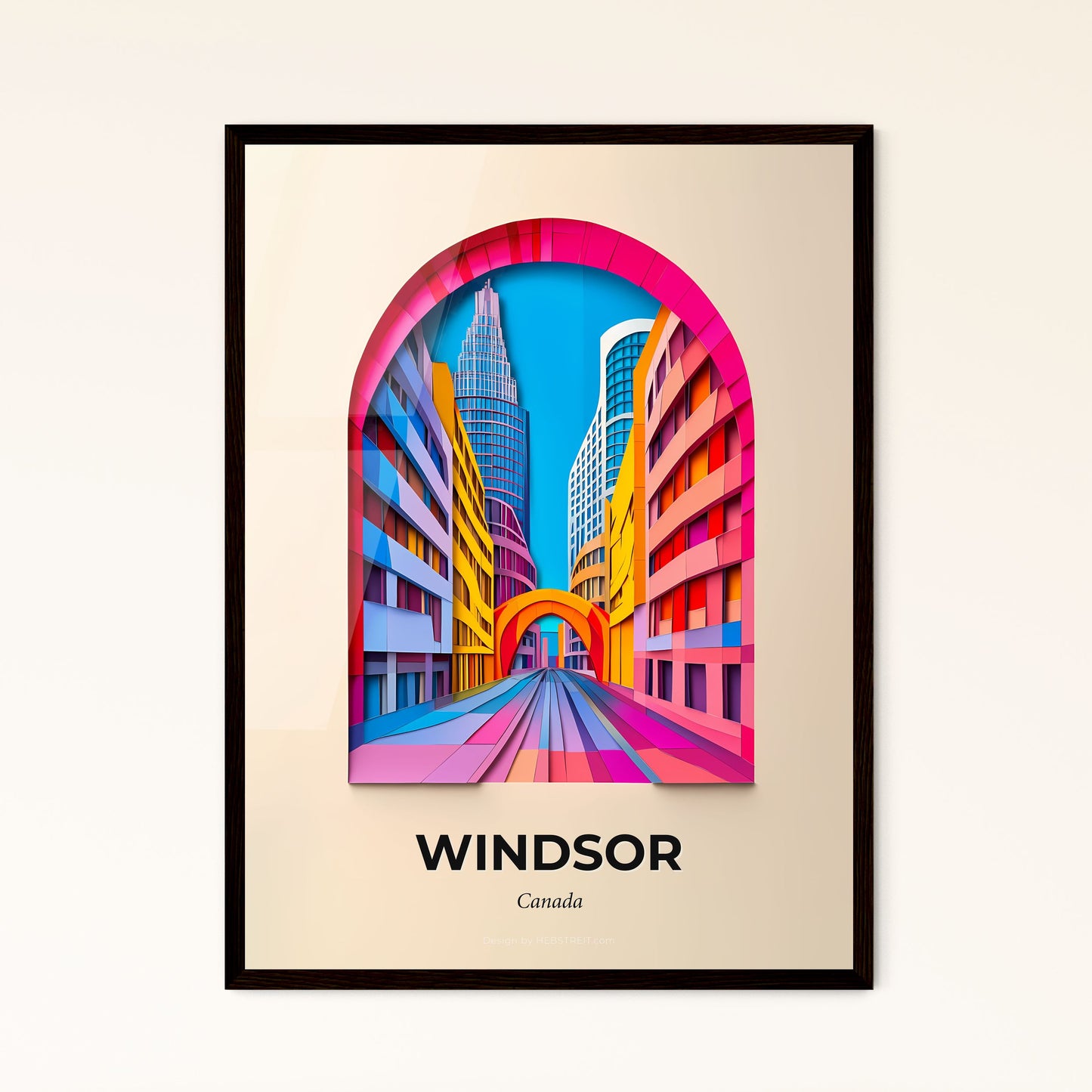 Vivid Windsor, Canada - a colorful city scene with a train passing through it