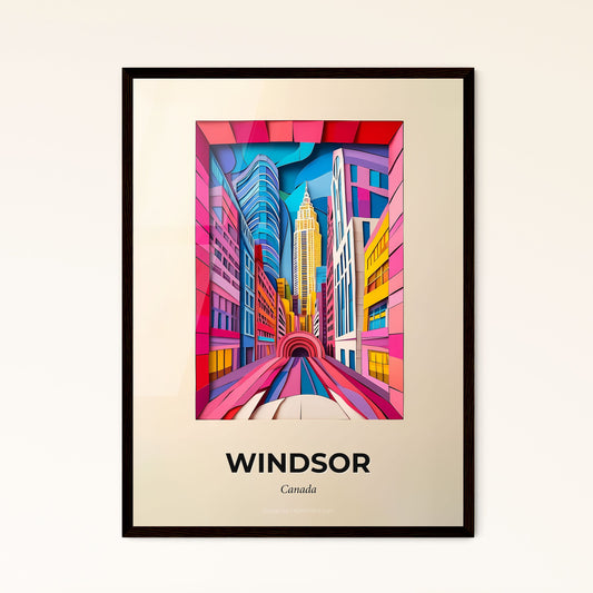 Vivid Windsor, Canada - a painting of a city with a train going through it