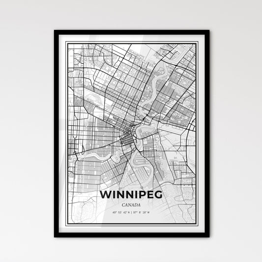 Winnipeg Canada - Scandinavian Style City Map for Modern Home Decor