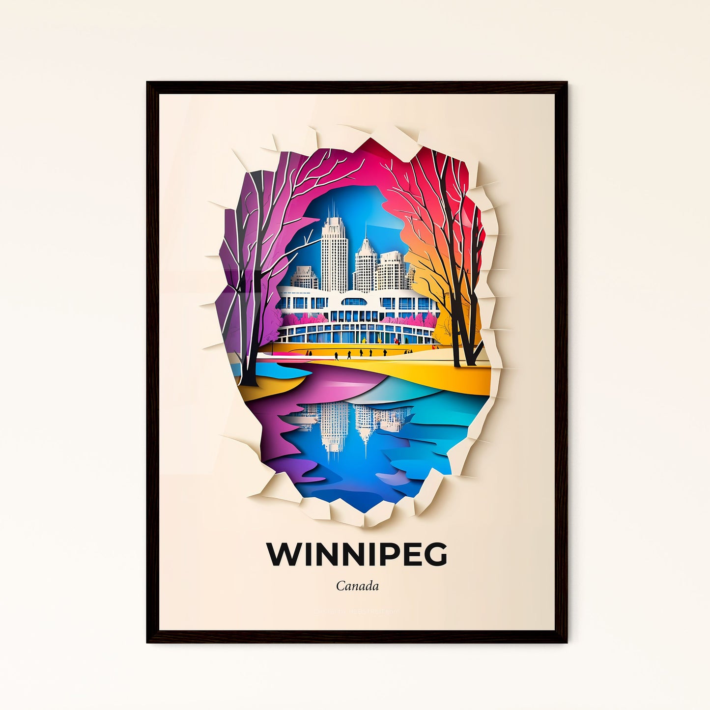 Vivid Winnipeg, Canada - a paper cut of a city with a river