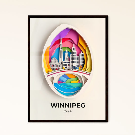 Vivid Winnipeg, Canada - a paper cut of a city with a rainbow bridge