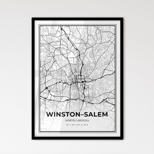 Winston–Salem North Carolina - Scandinavian Style City Map for Modern Home Decor