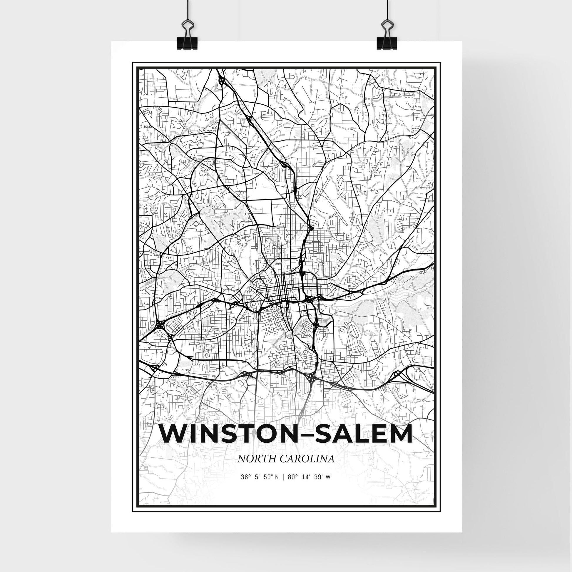 Winston–Salem North Carolina - Premium City Map Poster