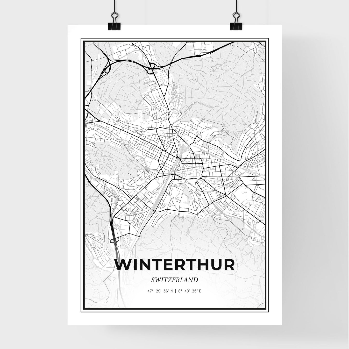 Winterthur Switzerland - Premium City Map Poster