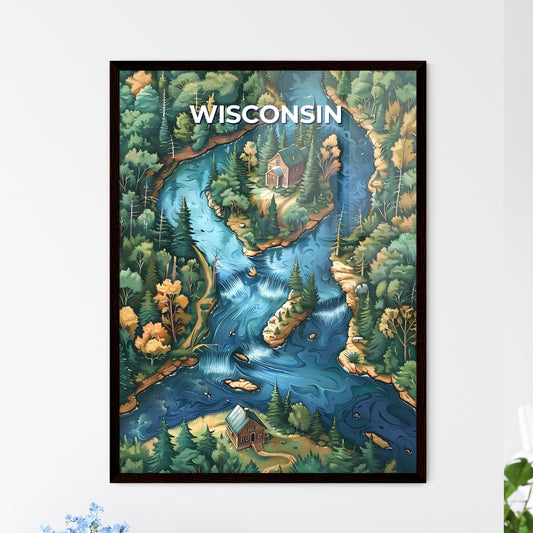 Vibrant Artistic Painting of River Landscape, Wisconsin