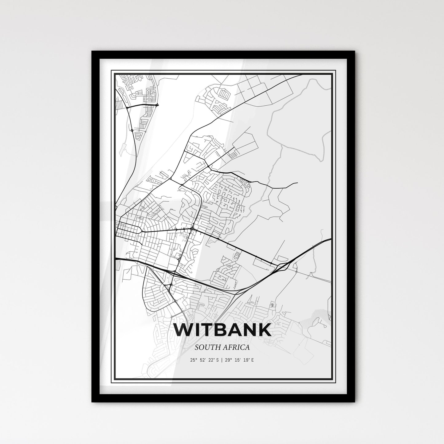 Witbank South Africa - Scandinavian Style City Map for Modern Home Decor