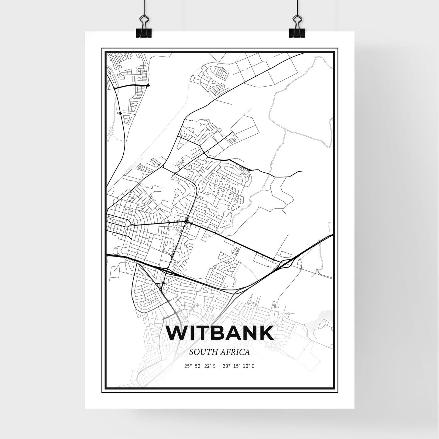 Witbank South Africa - Premium City Map Poster