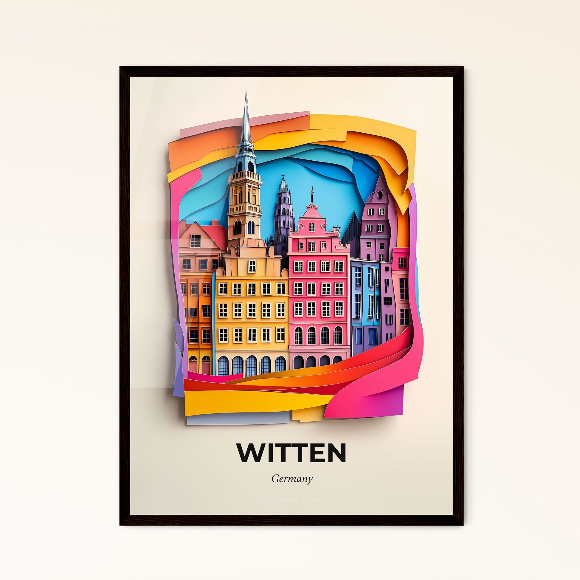 Vivid Witten, Germany - a paper cut of a city with a clock tower