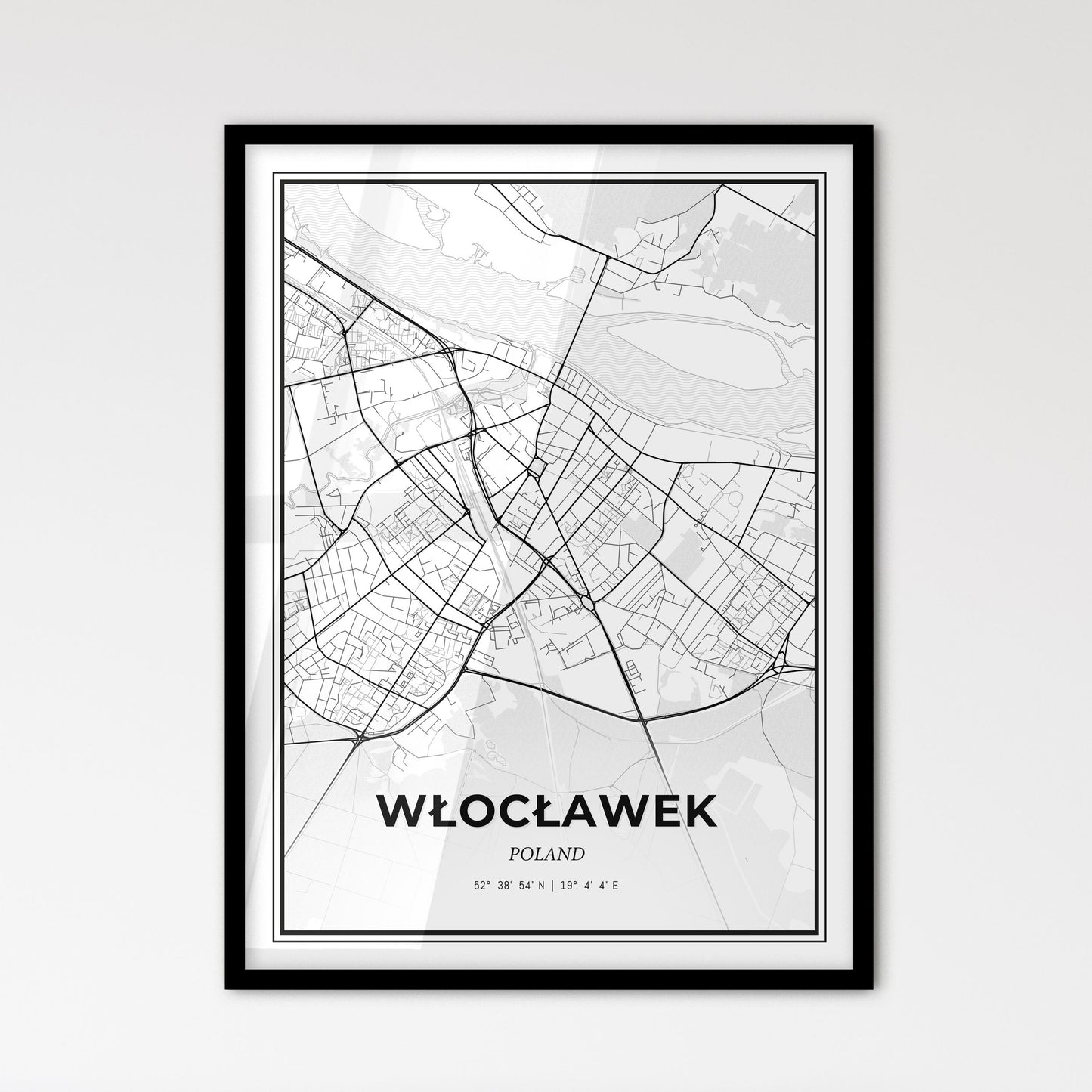 Włocławek Poland - Scandinavian Style City Map for Modern Home Decor