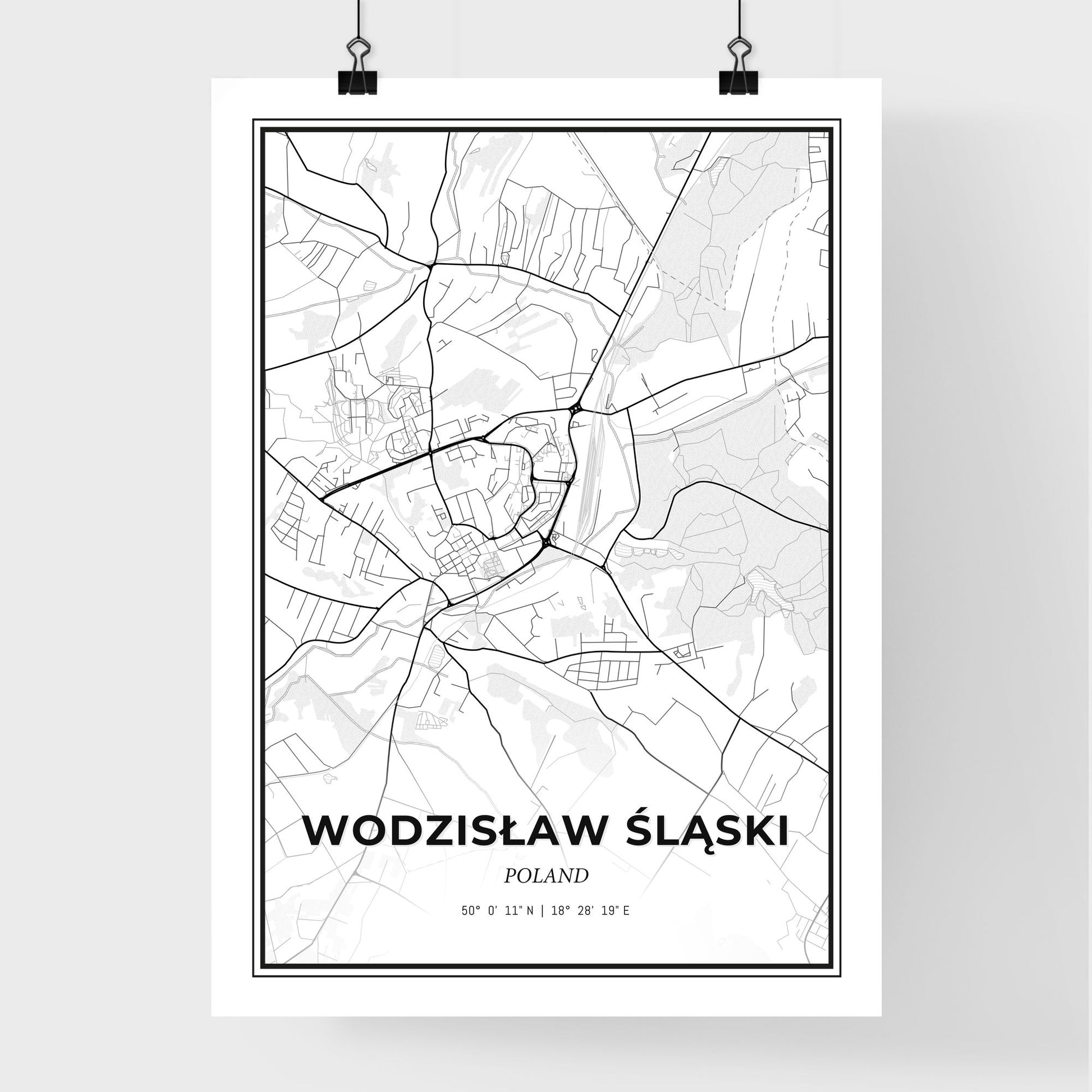 Wodzisław Śląski Poland - Premium City Map Poster