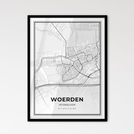  Woerden Netherlands - Scandinavian Style City Map for Modern Home Decor