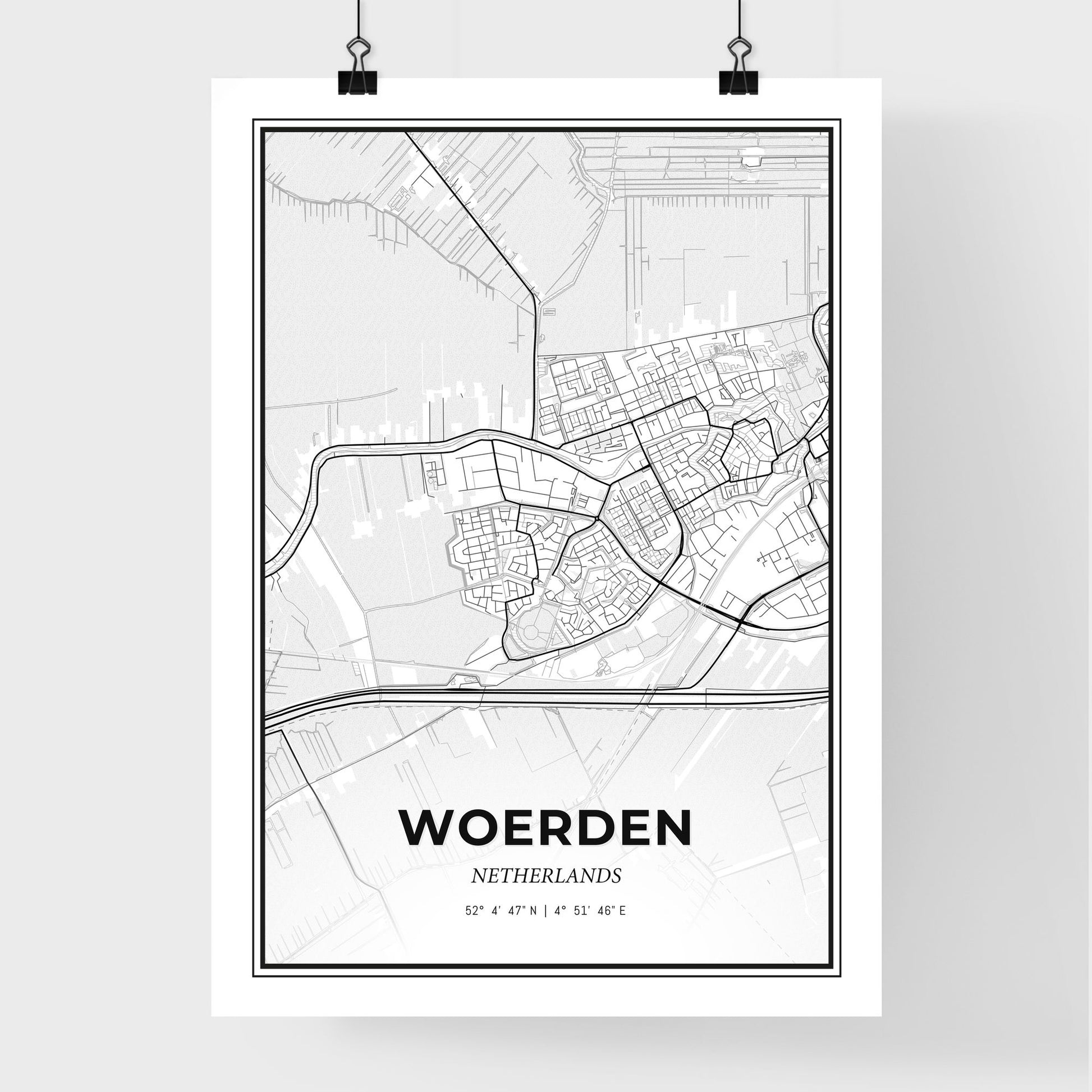  Woerden Netherlands - Premium City Map Poster