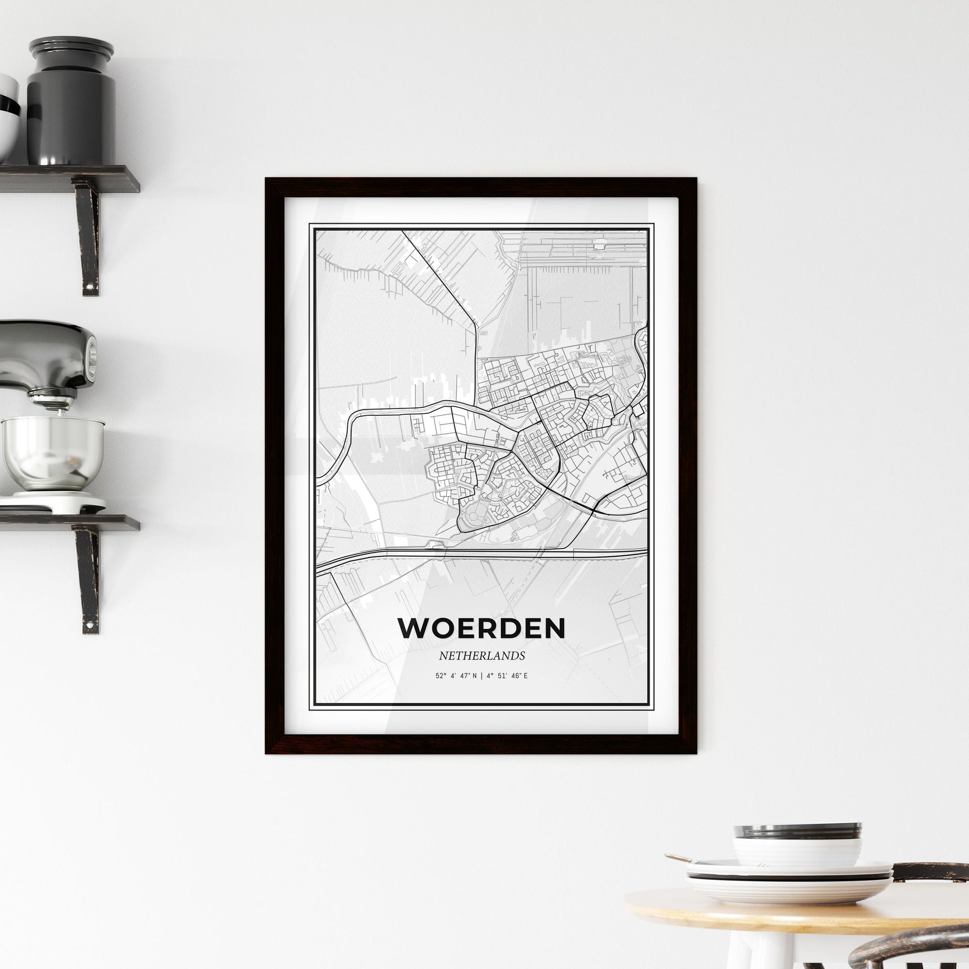  Woerden Netherlands - Minimal City Map