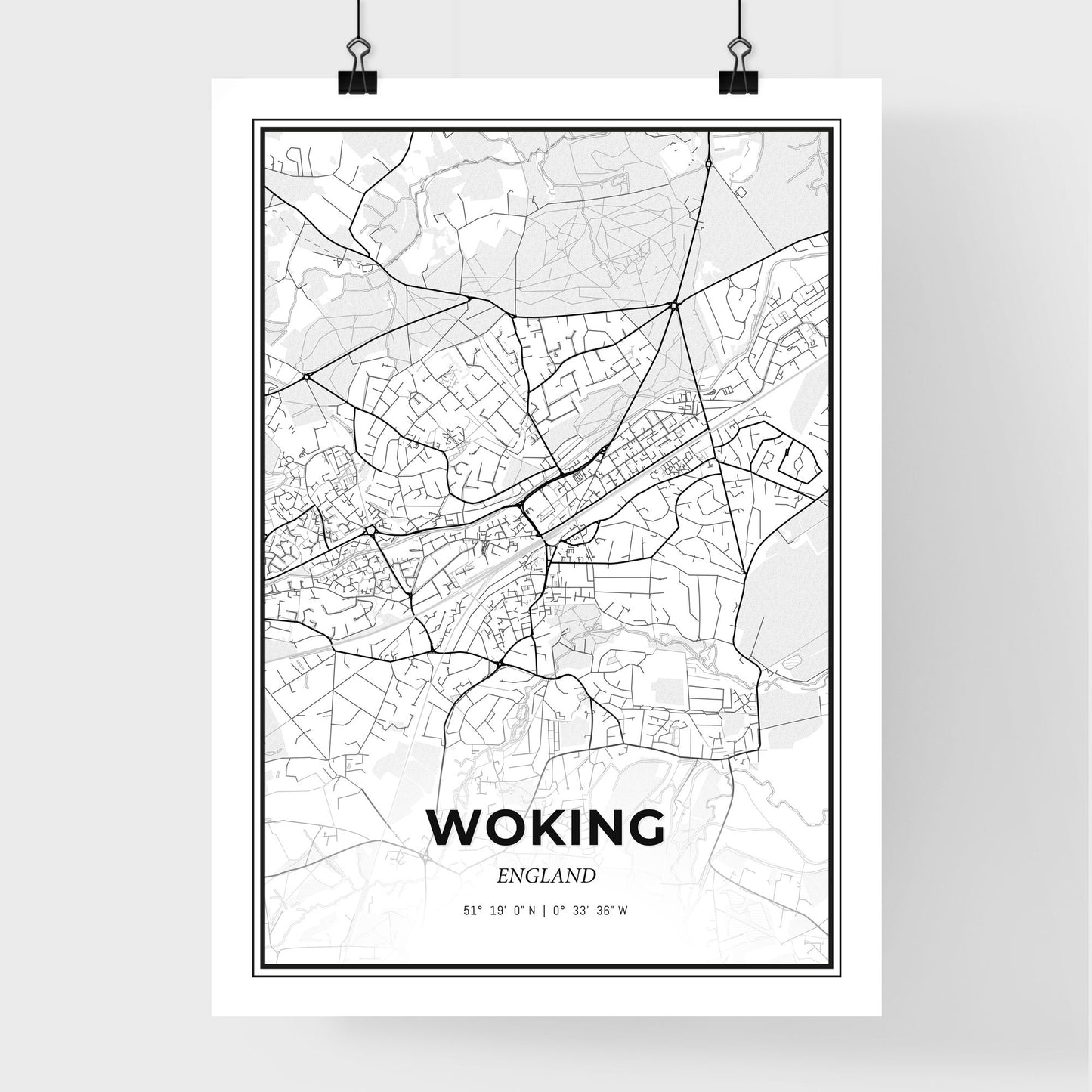 Woking England - Premium City Map Poster