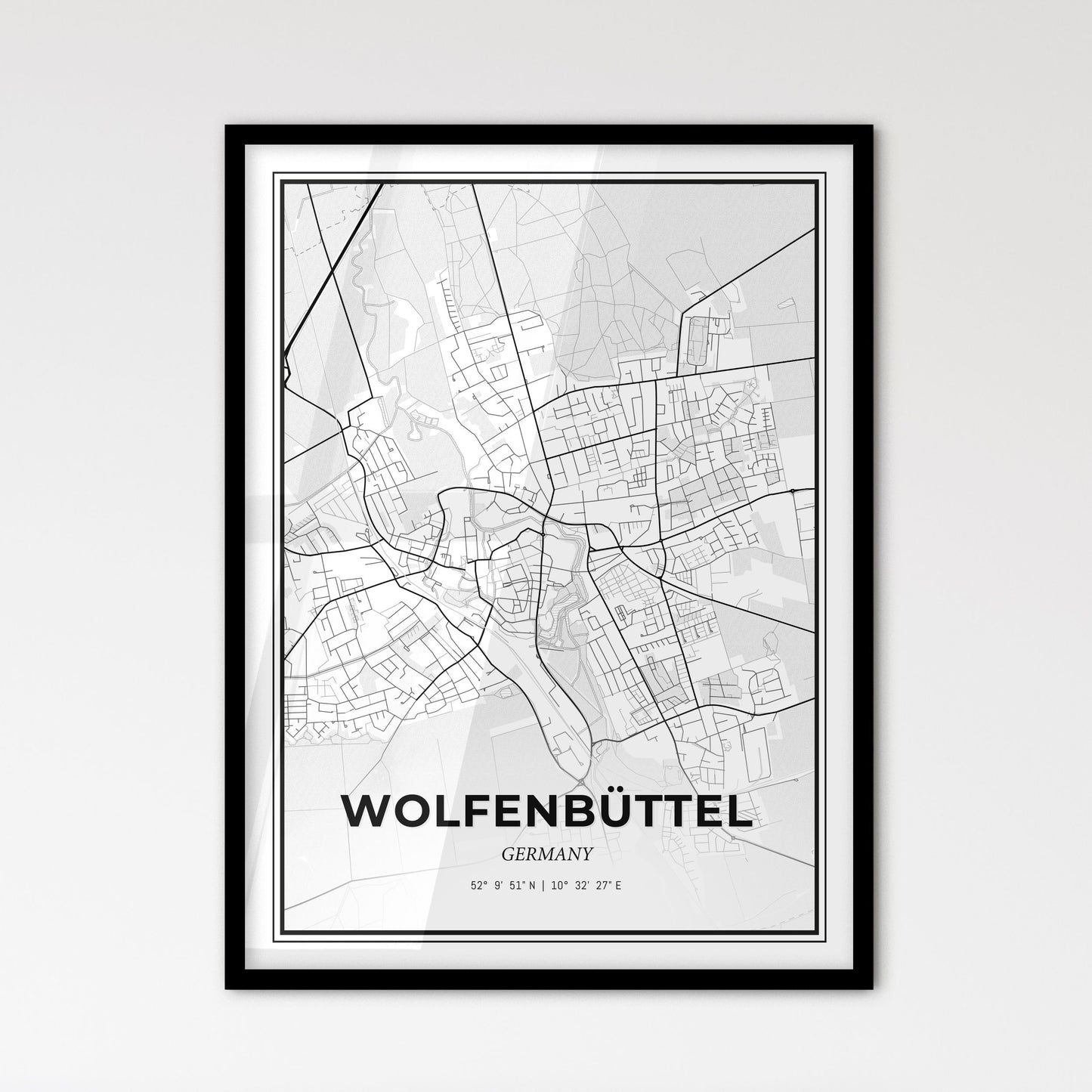 Wolfenbuttel Germany - Scandinavian Style City Map for Modern Home Decor