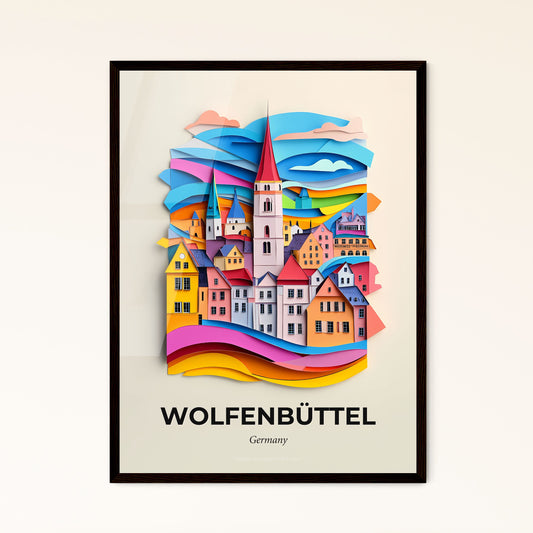 Vivid Wolfenbuttel, Germany - a paper cut of a city with a church tower