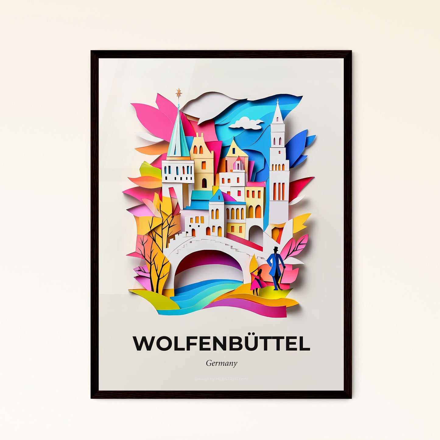 Vivid Wolfenbuttel, Germany - a paper cut of a castle with a bridge