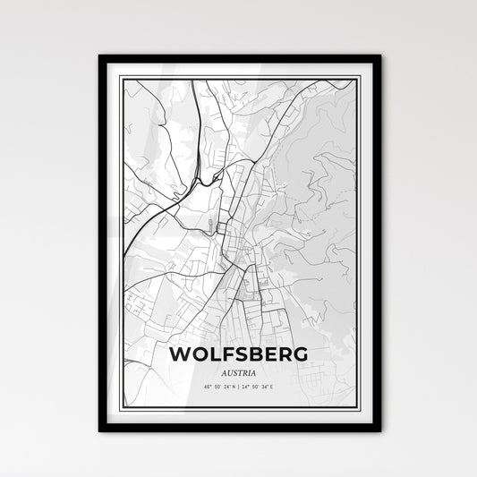 Wolfsberg Austria - Scandinavian Style City Map for Modern Home Decor