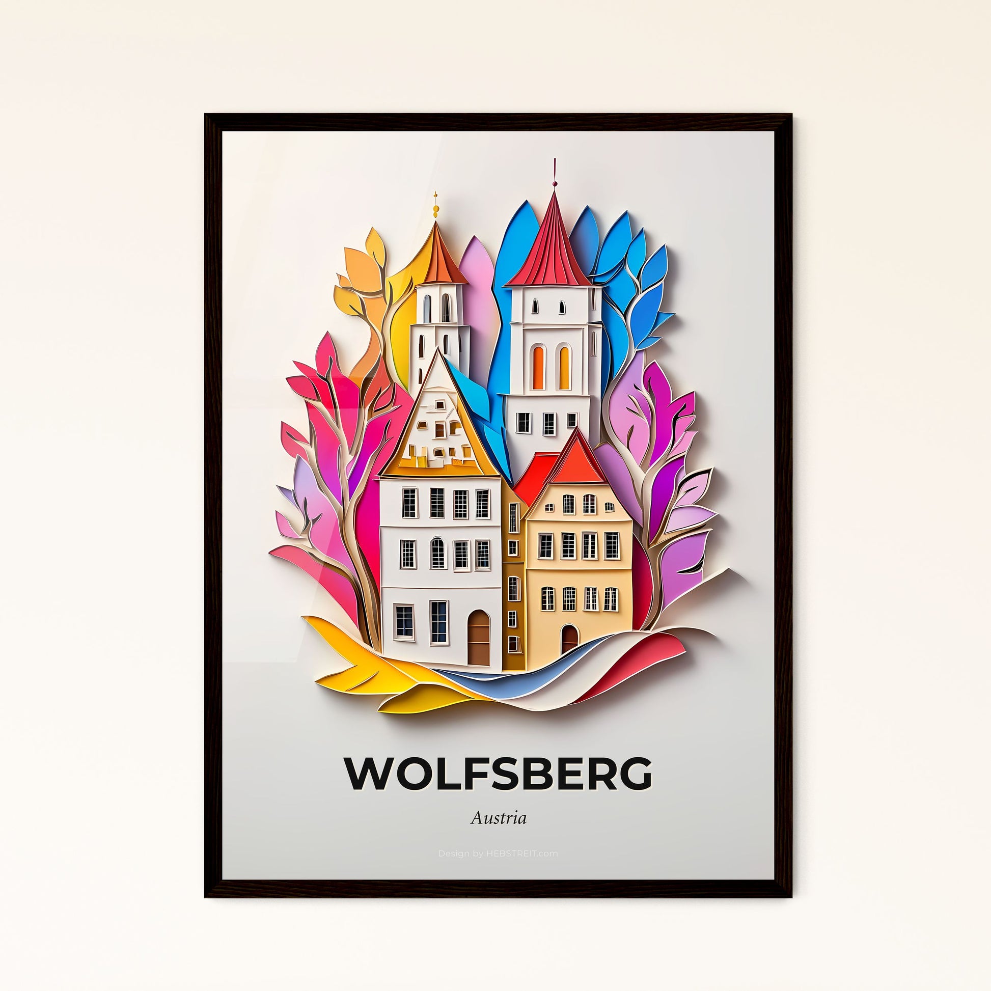 Vivid Wolfsberg, Austria - a paper cut of a city with a church