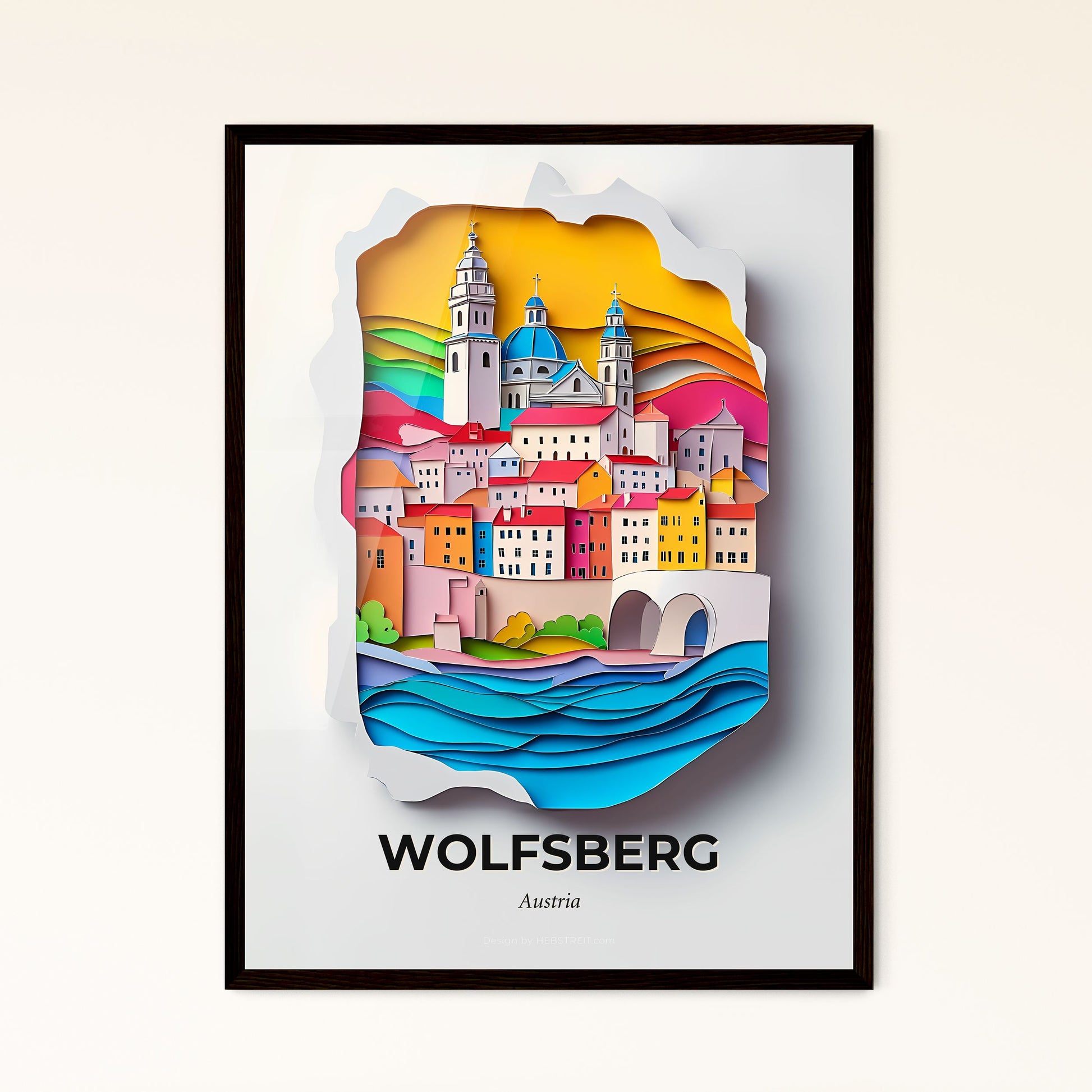 Vivid Wolfsberg, Austria - a paper cut of a city with a bridge