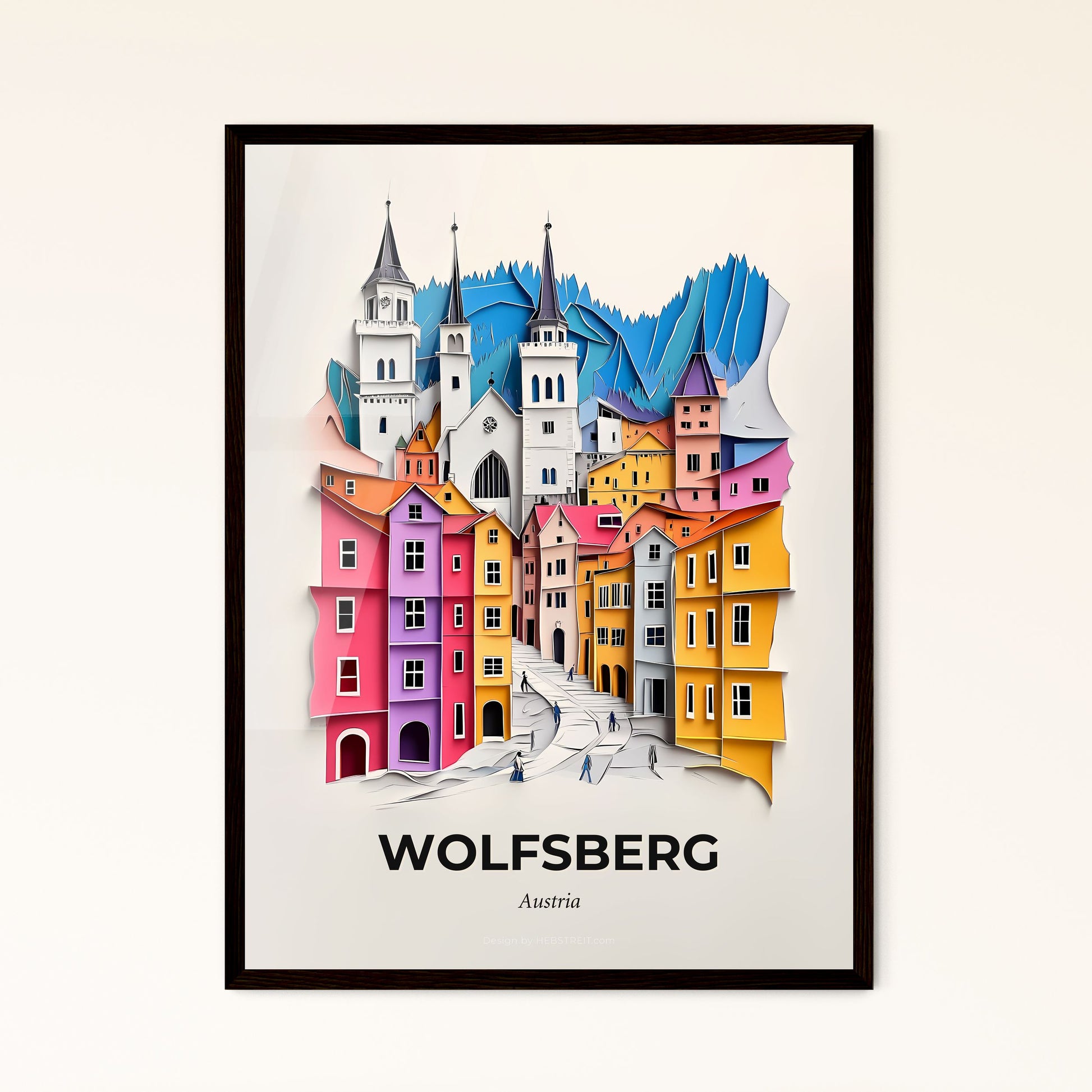 Vivid Wolfsberg, Austria - a paper cut of a city with a person walking down the street