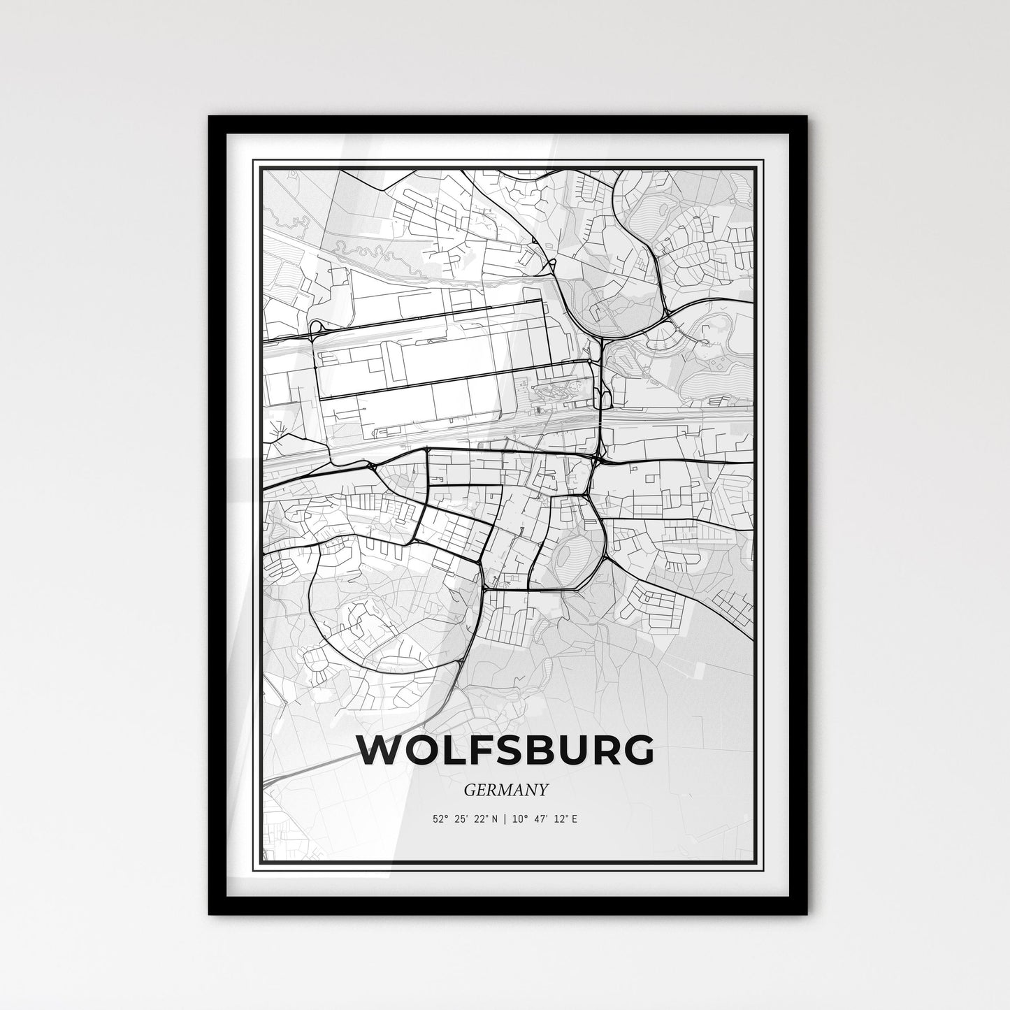 Wolfsburg Germany - Scandinavian Style City Map for Modern Home Decor