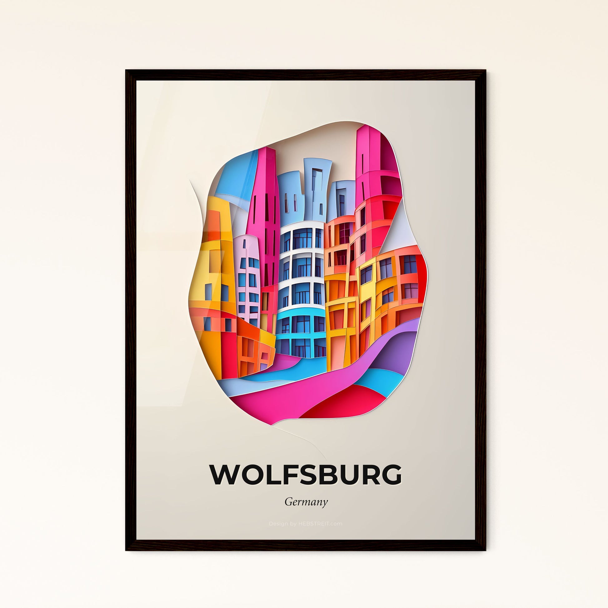 Vivid Wolfsburg, Germany - a paper cut of a city with buildings