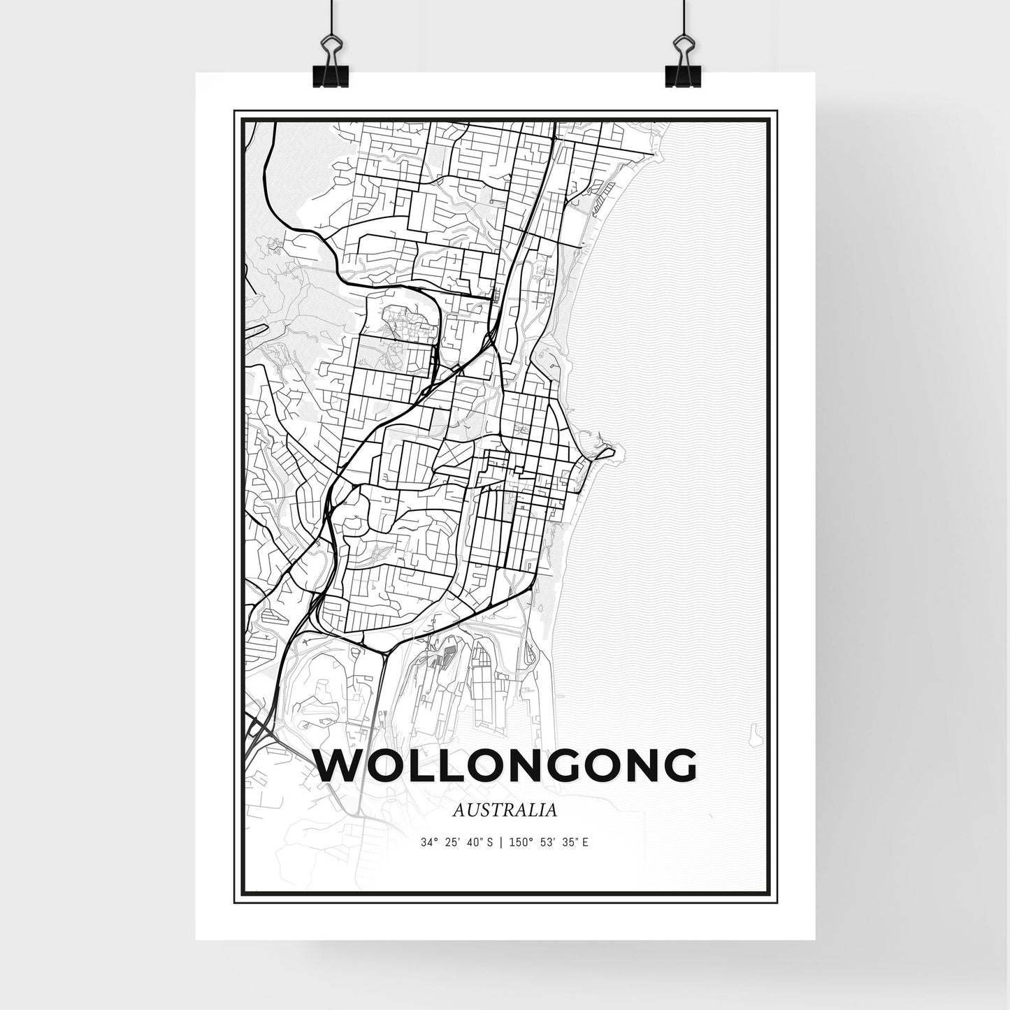 Wollongong Australia - Premium City Map Poster