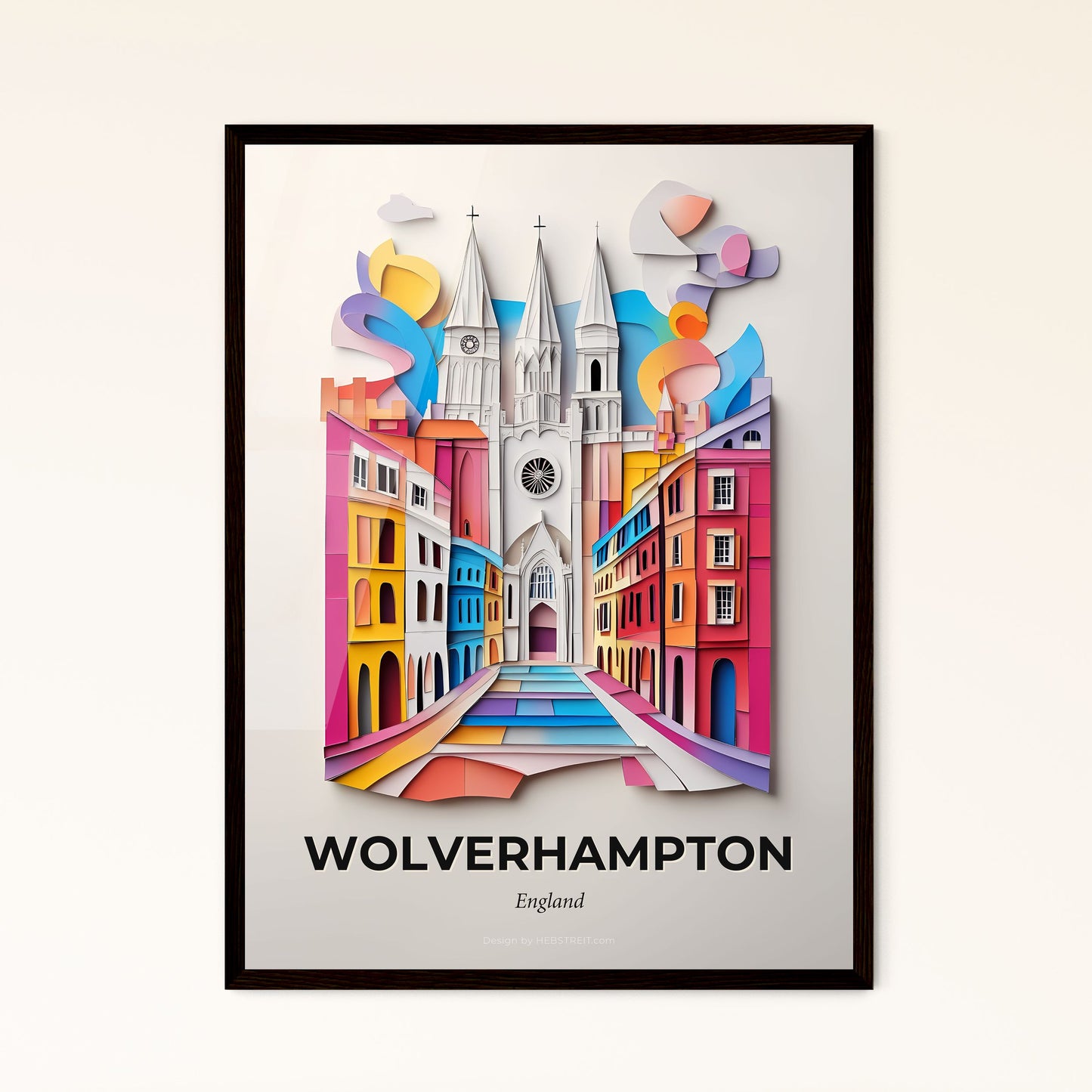 Vivid Wolverhampton, England - a paper cut of a church and a city