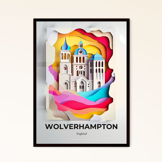 Vivid Wolverhampton, England - a paper cut of a church with a clock tower