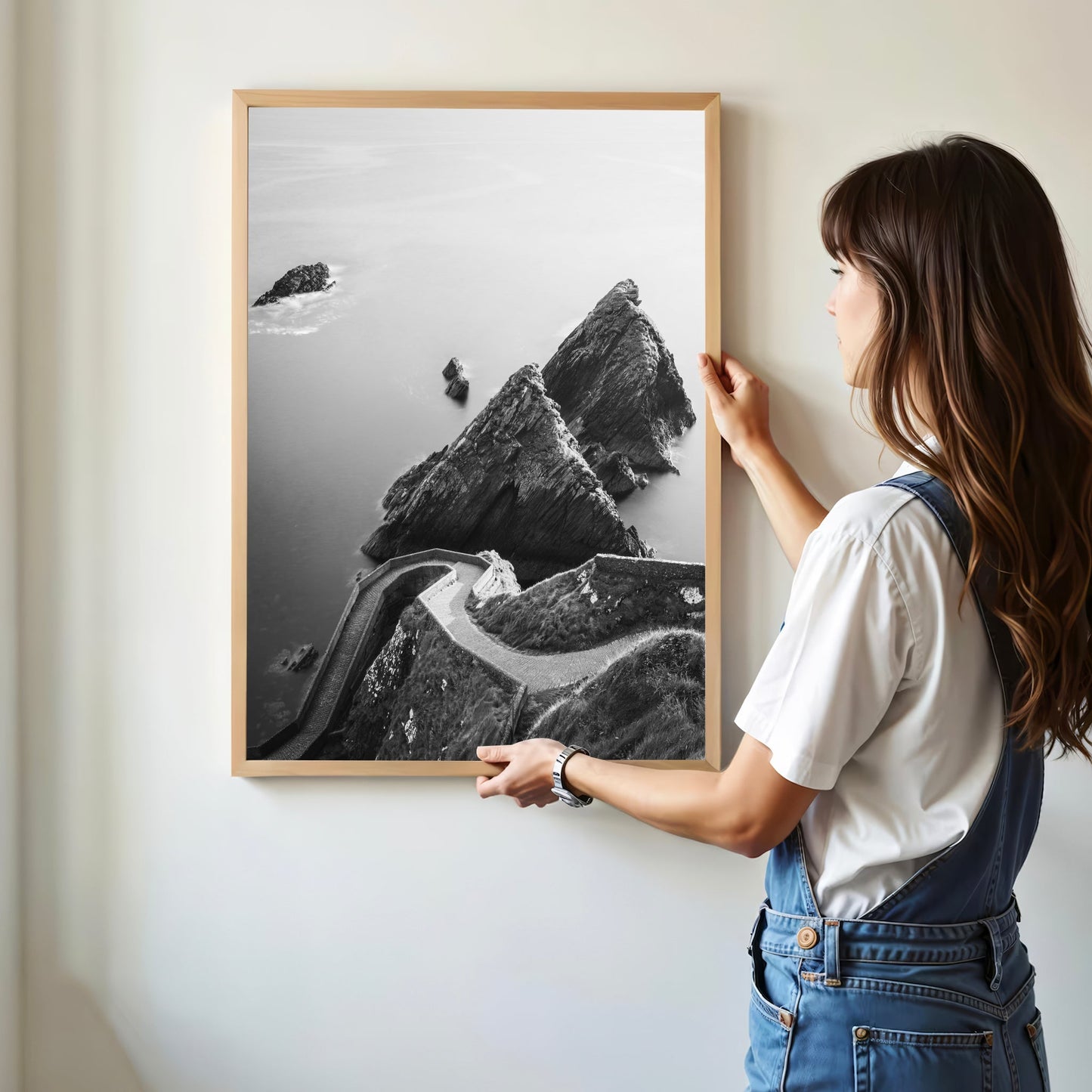 Dunquin Pier Wall Art Print – Black and White Coastal Landscape