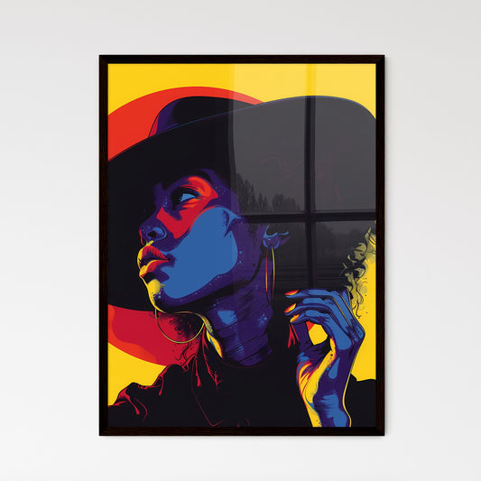 Vibrant Art Deco Poster: African American Woman with Bold Expression and Colorful Touches Default Title