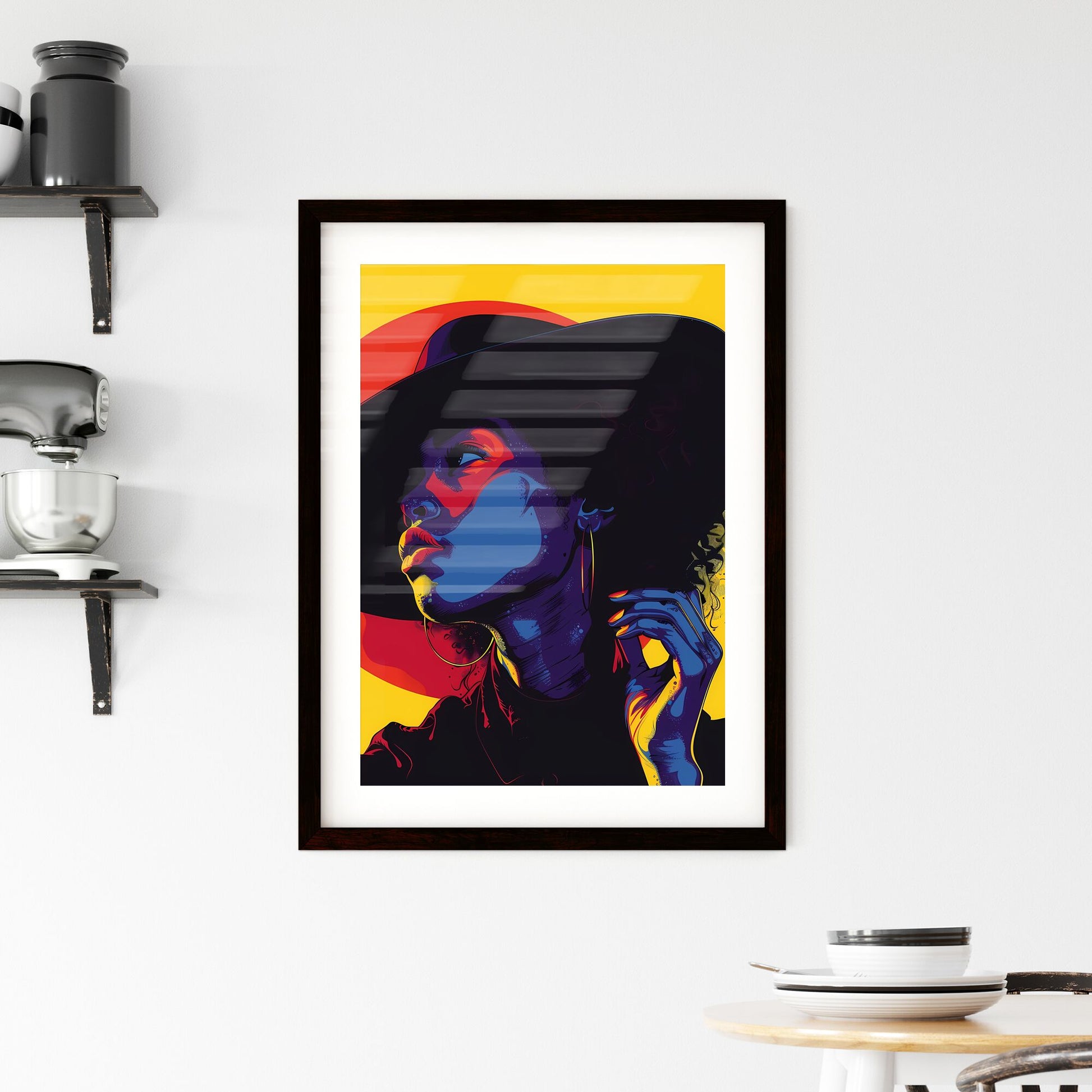 Vibrant Art Deco Poster: African American Woman with Bold Expression and Colorful Touches Default Title