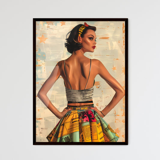 Abstract woman portrait in pop art style wearing a skirt, full body, colorful paint strokes Default Title