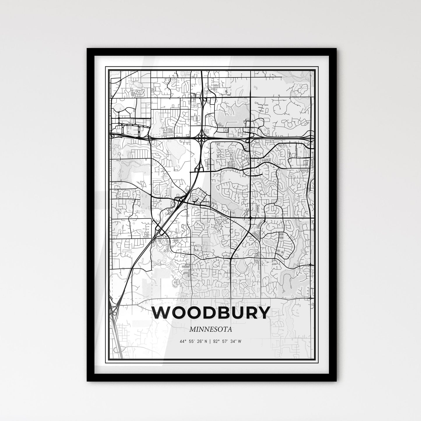 Woodbury Minnesota - Scandinavian Style City Map for Modern Home Decor