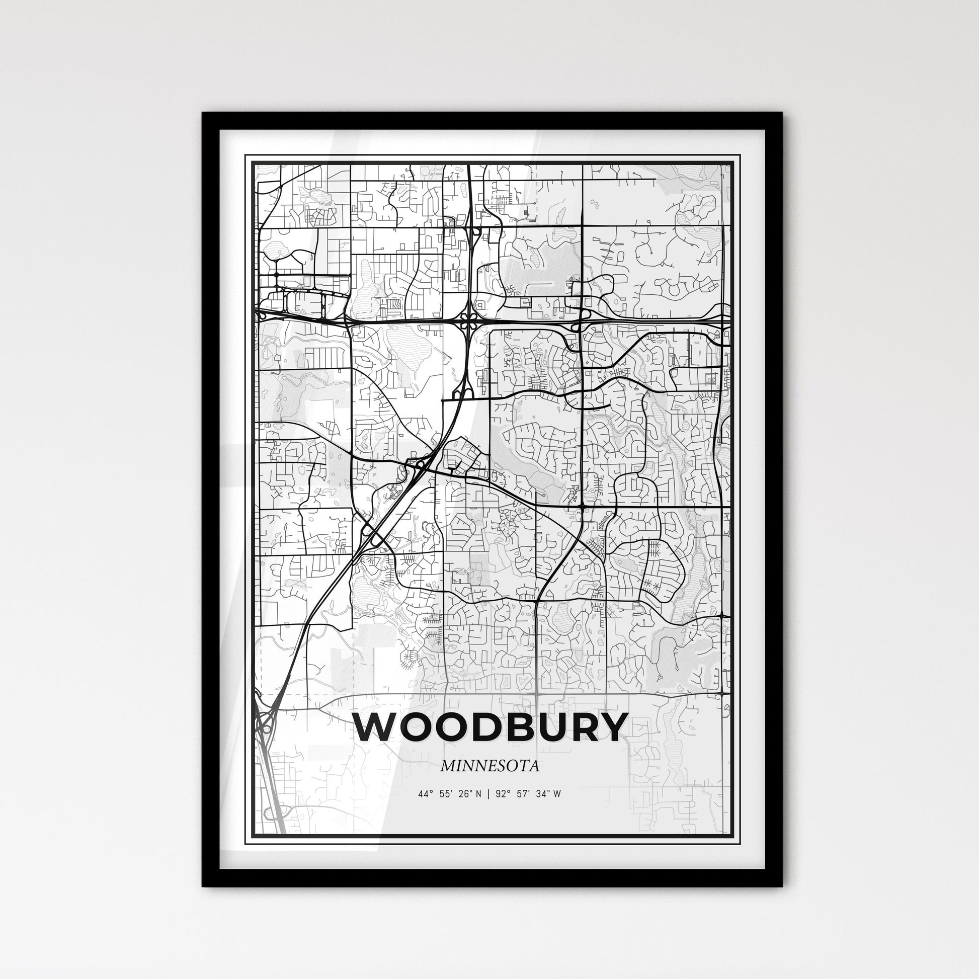 Woodbury Minnesota - Scandinavian Style City Map for Modern Home Decor