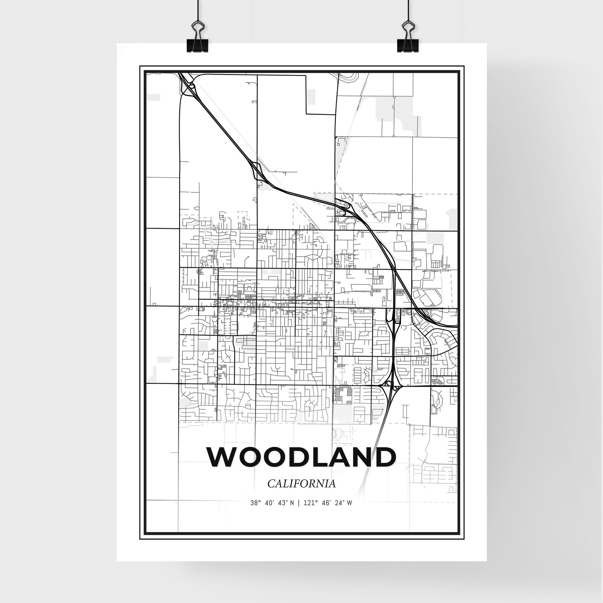 Woodland California - Premium City Map Poster