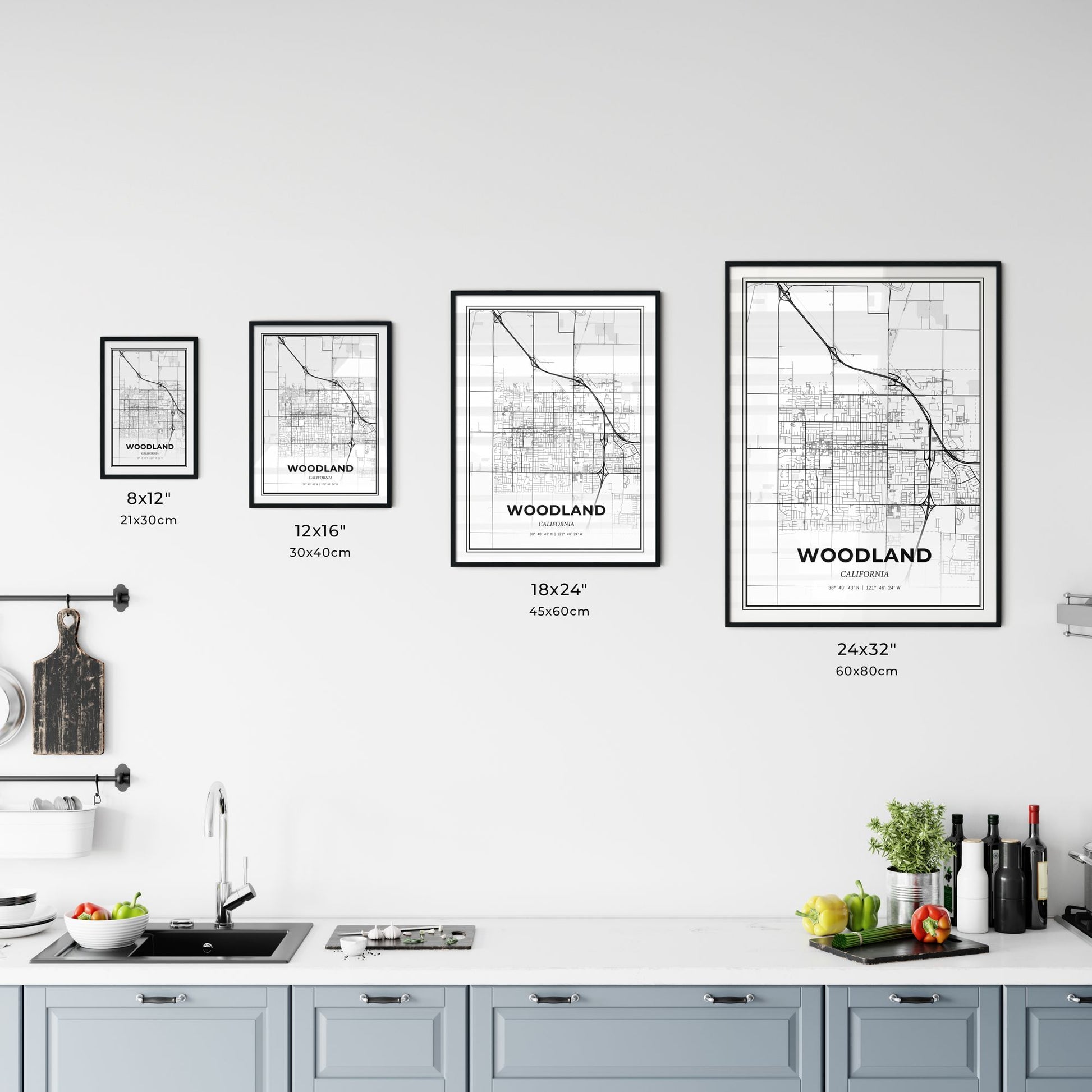 Woodland California - Customizable Modern City Map